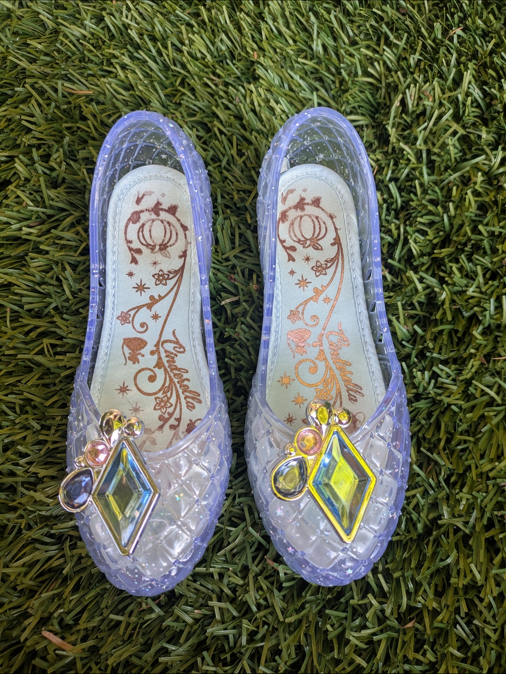 Disney Iridescent Light Up Cinderella Jelly Flats with Multicolor Gem Accents